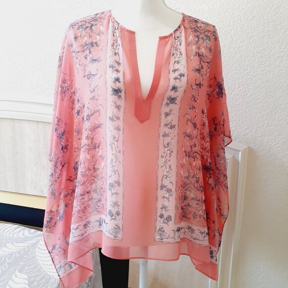 BCBG MaxAzria Sheer Poncho Blouse - Picture 6 of 12